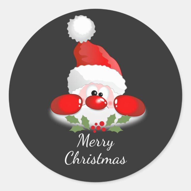 Frohe Weihnachten von Santa Runder Aufkleber (Vorderseite)