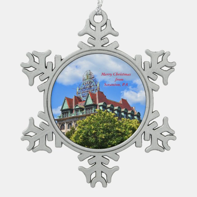 Frohe Weihnachten von Scranton, PA-Ornament Schneeflocken Zinn-Ornament (Vorderseite)