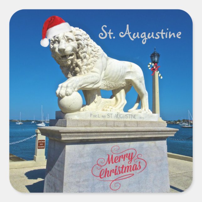 Frohe Weihnachten von Sunny St. Augustine Florida Quadratischer Aufkleber (Vorderseite)