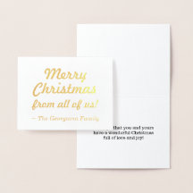 "Frohe Weihnachten von uns allen!" Karte