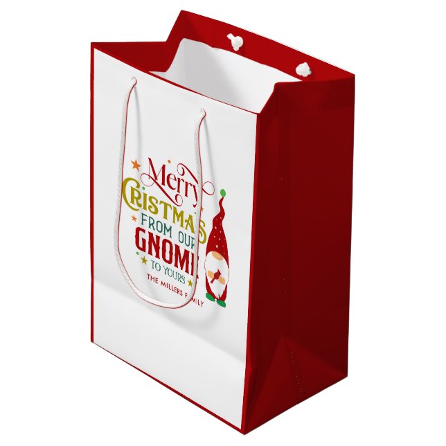 Frohe Weihnachten von unserem Genom zu Ihrem Retro Mittlere Geschenktüte (Vorderseite Schrägansicht)