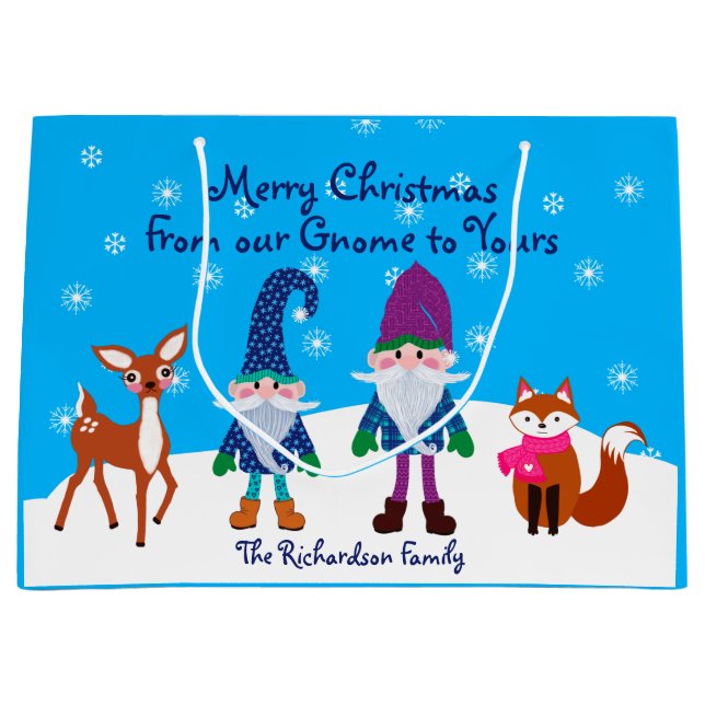 Frohe Weihnachten Von unserem Gnome zu Yours Deer  Große Geschenktüte (Vorderseite)