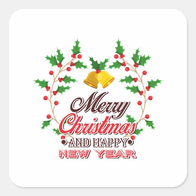 Frohe Weihnachten von unserer Familie, viel Glück  Quadratischer Aufkleber (Vorderseite)