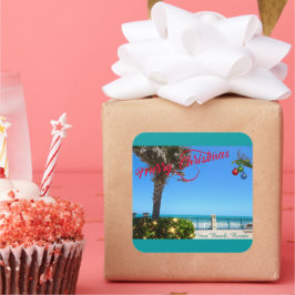 Frohe Weihnachten von Vero Beach Florida Ozean Quadratischer Aufkleber