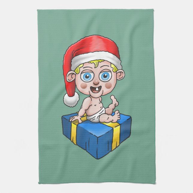 Frohe Weihnachten von Young Santa Geschirrtuch (Vertikal)