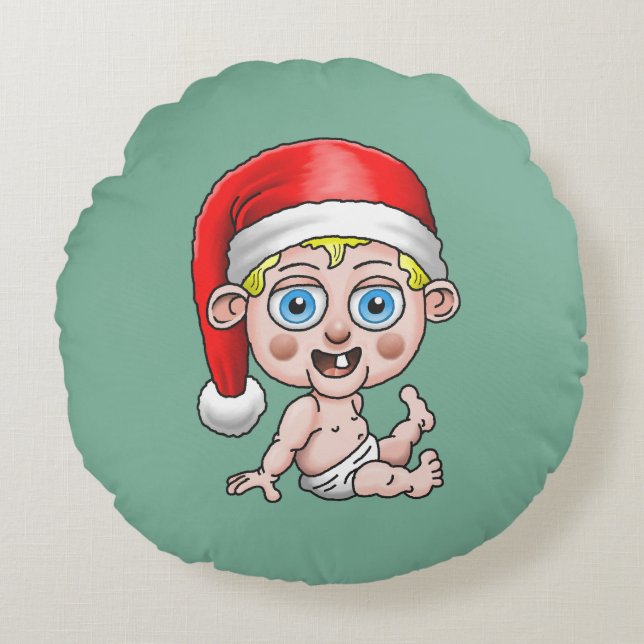Frohe Weihnachten von Young Santa Rundes Kissen (Vorderseite)