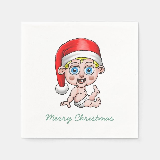 Frohe Weihnachten von Young Santa Serviette (Vorderseite)