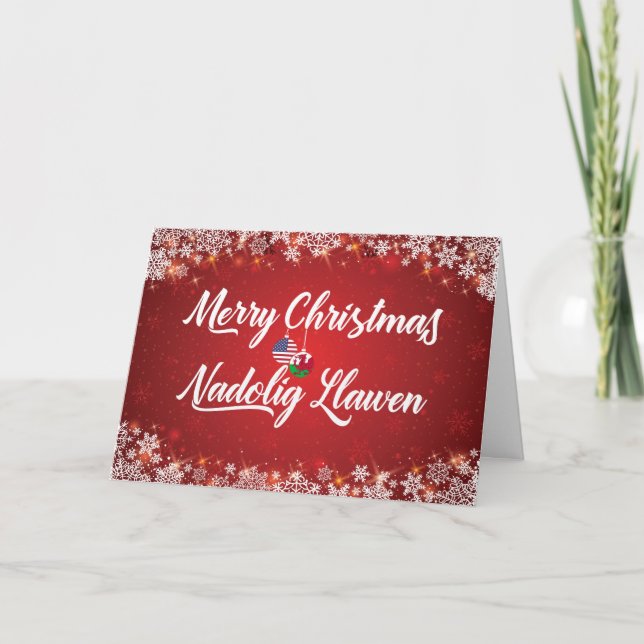 Frohe Weihnachten Walisische Bilingual Card, Wales (Vorderseite)