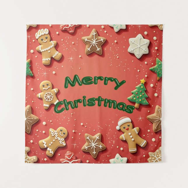 Frohe Weihnachten Wandteppich (Vorderseite)