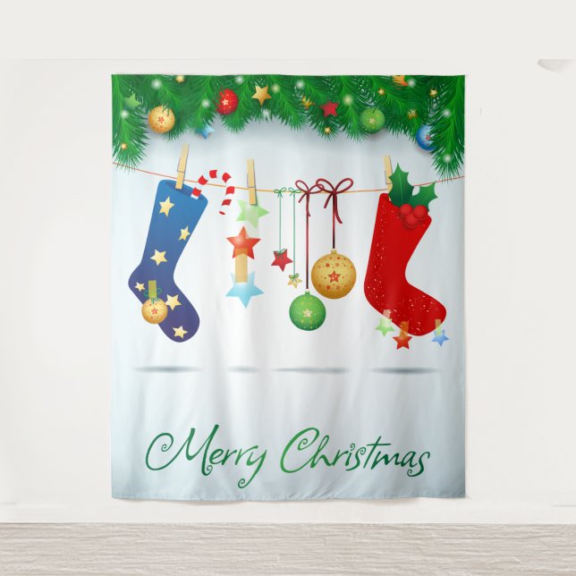 Frohe Weihnachten  Wandteppich (Vorderseite)