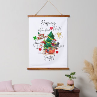 Frohe Weihnachten Wandteppich | Festliche Heimdeko Mit Holzrahmen