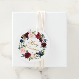 Frohe Weihnachten Wasserfarbe Blumenstrauß Gold Geschenkanhänger