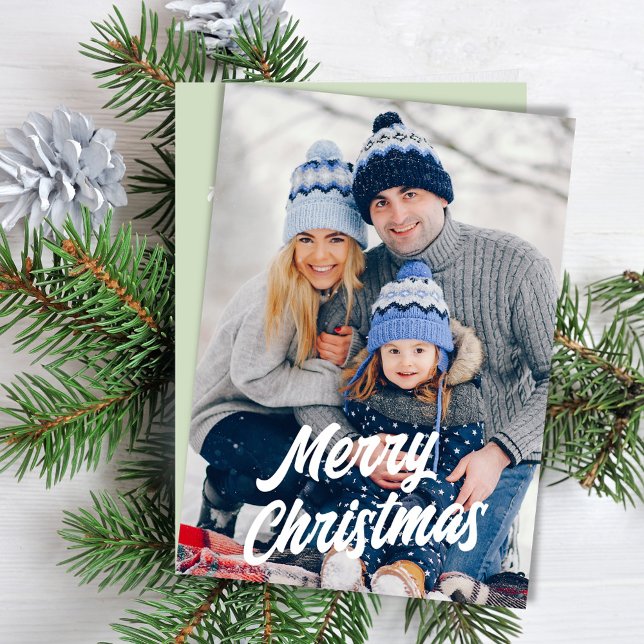 Frohe Weihnachten Wasserfarbe Foto Weihnachtsbaume (Merry Christmas holiday photo card.)