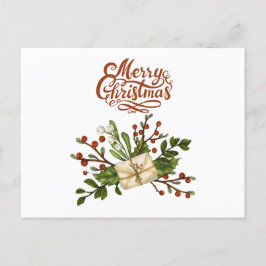 Frohe Weihnachten Wasserfarbe Holly Berry und Buch Postkarte
