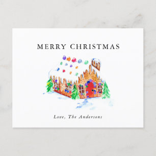 Frohe Weihnachten Wasserfarbe Lebkuchen Haus Kunst