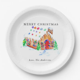 Frohe Weihnachten Wasserfarbe Lebkuchen Haus Niedl Pappteller