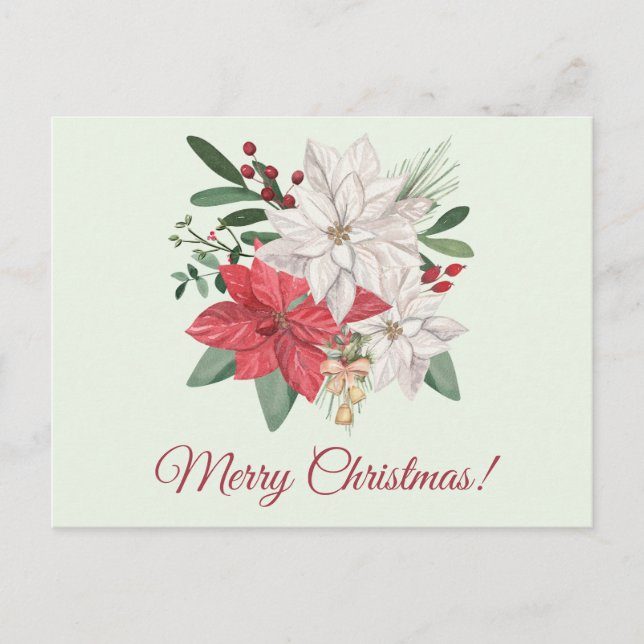 Frohe Weihnachten Wasserfarbe Poinsettia Blume (Vorderseite)