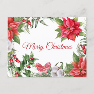 Frohe Weihnachten Wasserfarbe Poinsettien Blumen