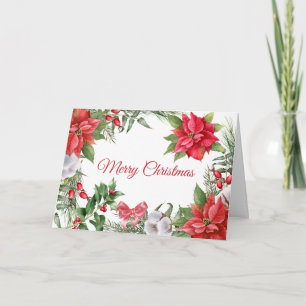 Frohe Weihnachten Wasserfarbe Poinsettien-Blumen Karte