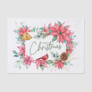 Frohe Weihnachten Wasserfarbe Poinsettien-Blumen Seidenpapier
