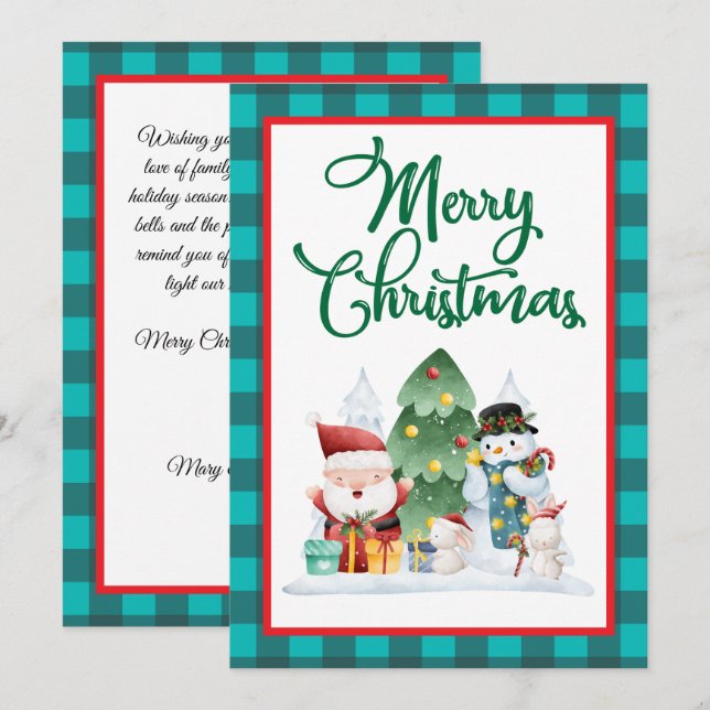 Frohe Weihnachten Wasserfarbe Santa und Snowman (Vorne/Hinten)