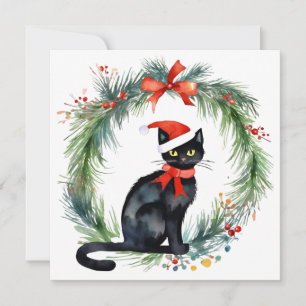 Frohe Weihnachten Wasserfarbe Schwarze Katze und W