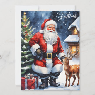 Frohe Weihnachten Wasserfarbe Weihnachtsmann