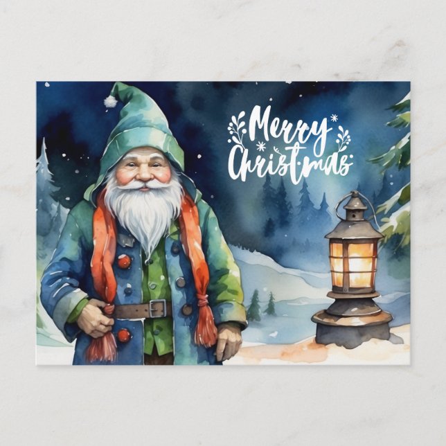 Frohe Weihnachten Wasserfarbe Winter Gnome (Vorderseite)