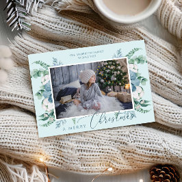 Frohe Weihnachten Wasserfarben Botanisches Foto Karte