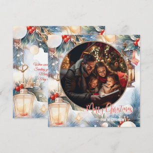 Frohe Weihnachten Wasserfarben Dekoratives Foto Mitteilungskarte