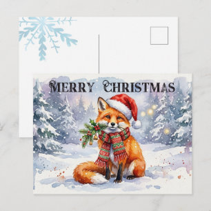 Frohe Weihnachten Wasserfarben Fuchs