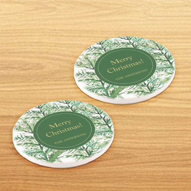 Frohe Weihnachten Wasserfarben Kunstbaum personali Getränkeuntersetzer (Von Creator hochgeladen)