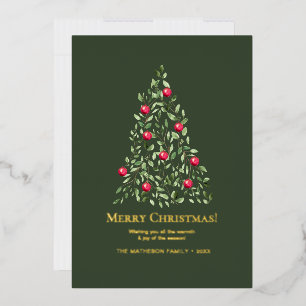 Frohe Weihnachten Wasserfarben Tree Family Foto Folien Feiertagskarte