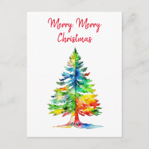 Frohe Weihnachten Wasserfarben Weihnachtsbaum Postkarte