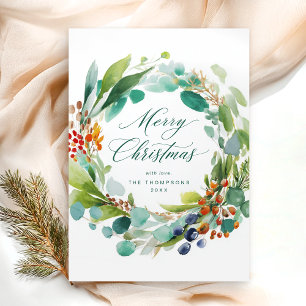 Frohe Weihnachten Watercolor Botanical