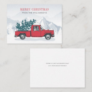 Frohe Weihnachten Watercolor Roter LKW Glückliche  Mitteilungskarte