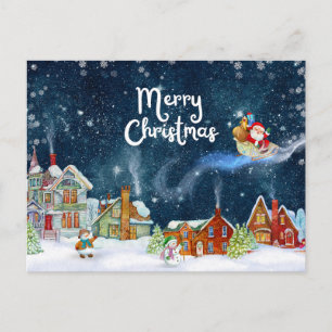 Frohe Weihnachten Watercolor Santa, Schneemann 