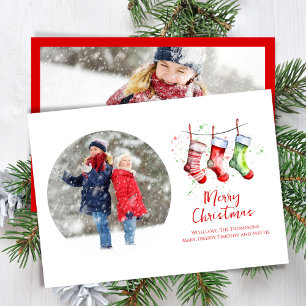 Frohe Weihnachten Watercolor Strümpfe 2 Foto