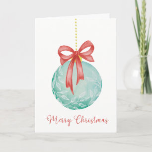 Frohe Weihnachten Watercolor Türkis Schmuck Roter Karte