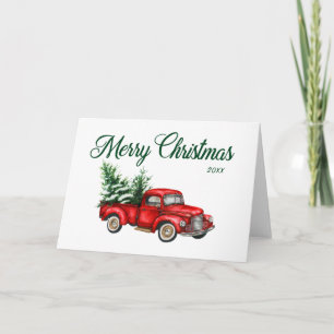 Frohe Weihnachten Watercolor Vintage Truck Jahr Fa Karte