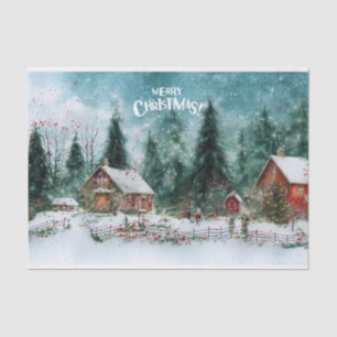 Frohe Weihnachten Watercolor Winter Village Seidenpapier