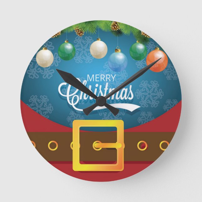 Frohe Weihnachten Weihnachten Anzug Runde Wanduhr (Vorderseite)