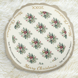 Frohe Weihnachten Weihnachten Feiertag Wasserfarbe Rundes Kissen