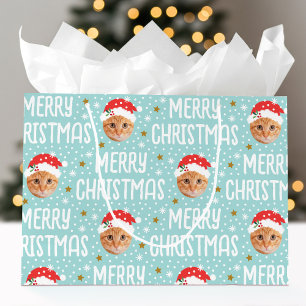 Frohe Weihnachten Weihnachten Foto Niedliche Gesic Große Geschenktüte