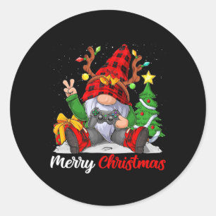 Frohe Weihnachten Weihnachten Gamer Gnome Video Ga Runder Aufkleber