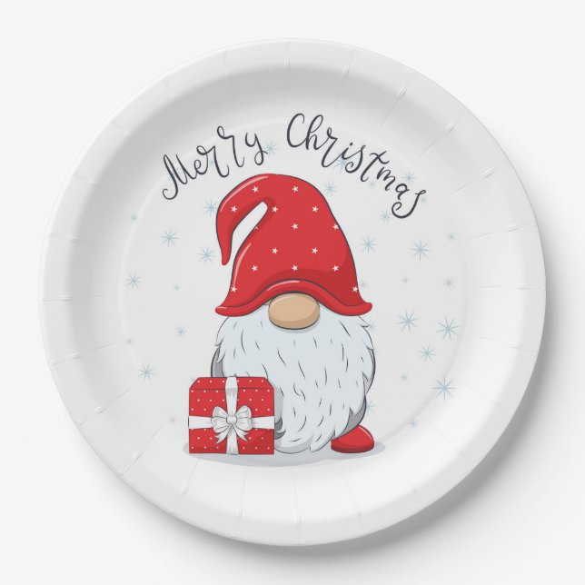 Frohe Weihnachten, Weihnachten Gnome Pappteller (Vorderseite)