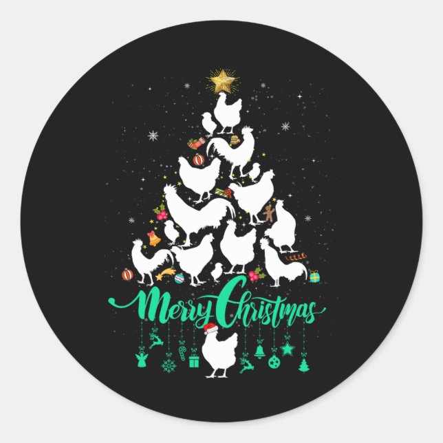 Frohe Weihnachten Weihnachten Hühnerbaum Spaß Runder Aufkleber (Vorderseite)