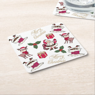 Frohe Weihnachten Weihnachten-Reindeer-Geschenke H Rechteckiger Pappuntersetzer