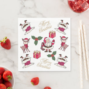 Frohe Weihnachten Weihnachten-Reindeer-Geschenke H Serviette