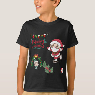 Frohe Weihnachten Weihnachten Skater Kinder Urlaub T-Shirt